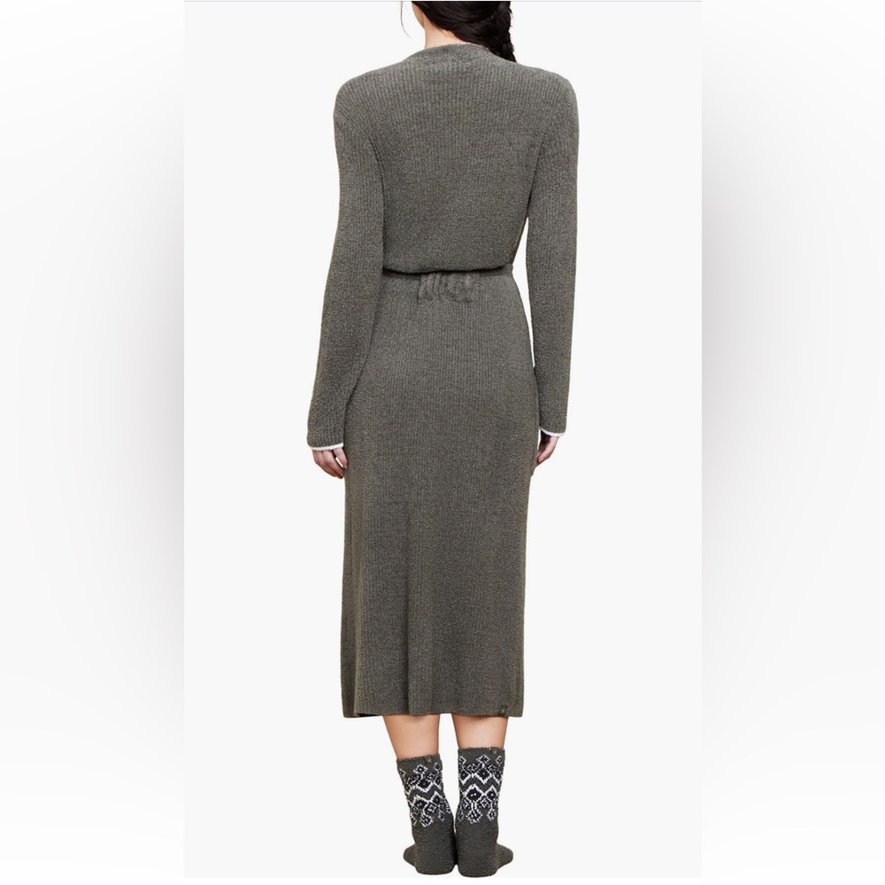Barefoot Dreams Cozy Chic Lite Ribbed Robe in Olive Branch-Pearl Size S/M NWT - Picture 3 of 6